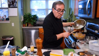Senior adult cooking