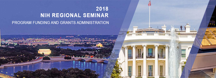 NIH Regional Seminar banner showing DC monuments and White House