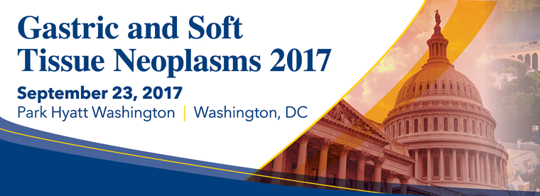 Conference banner showing US Capitol with text Gastric and Soft Tissue Neoplasms 2017
