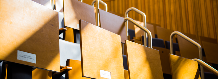 Brown paper bags with handles arranged in row with wood paneled wall behind